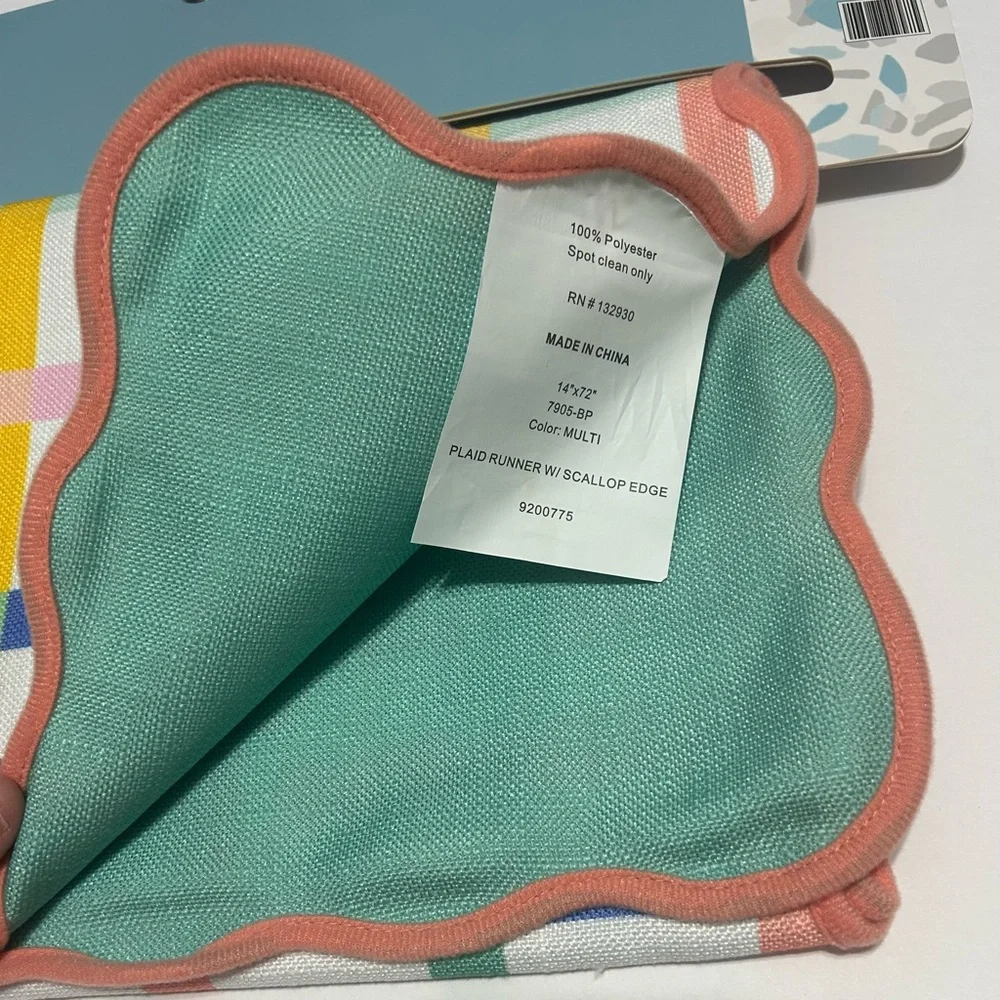 NEW Hobby Lobby Spring Pastel Plaid Table Runner 14”X72”